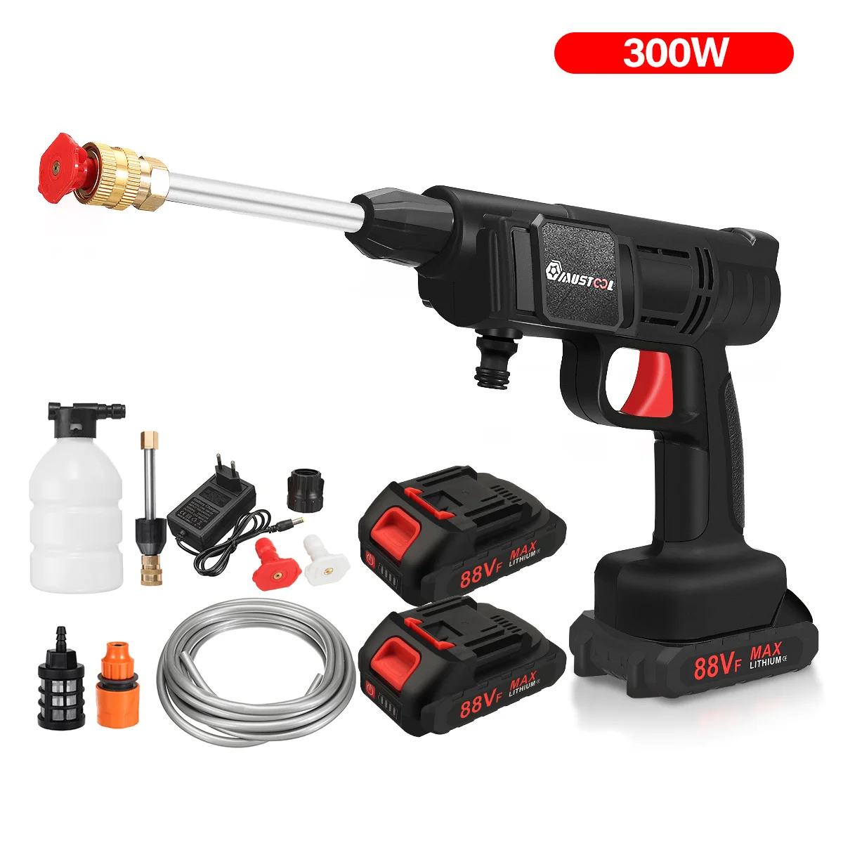 300W 20000mah Electric Cordless High Pressure Car Wash Gun Washer Foam Generator Spray Cleaner Car Wash Cleaning Machine