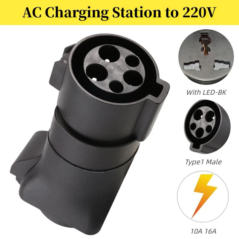 

10A 16A Type 1 Type 2 GB/T Male Female EV Charger Plug AC 220V Charging Station Conversion Plug For Electric Vehicles RV Caravan