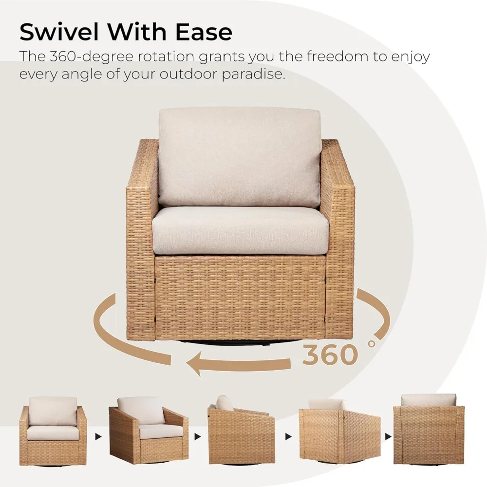 

5 Pieces Swivel Wicker Patio Furniture Set, Outdoor Conversation Set with 2 Pieces Rattan Swivel Chairs, 2 Pieces, Customized