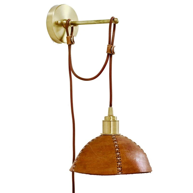 Installation-free wall lamp Pure brass wall lamp Nordic living room home corridor background Original bedside bedroom design