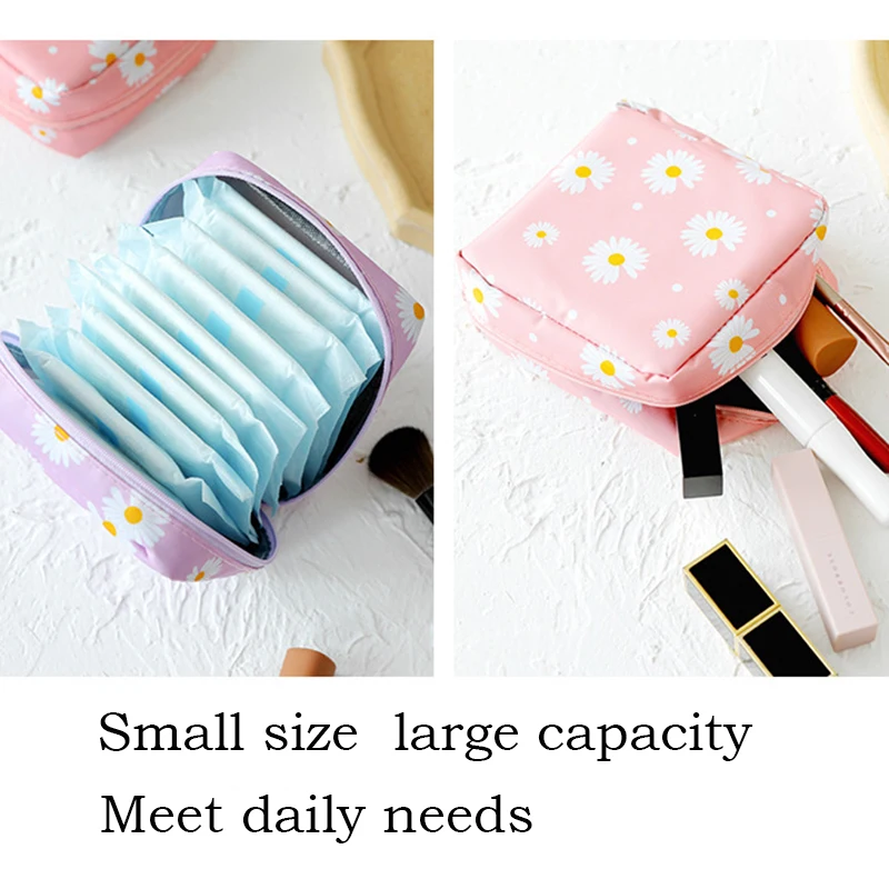 Portable Sanitary Napkin Tampon Storage Organizer Cotton Travel Makeup Storage Bag Cute Zipper Coin Purse Sundries Women\'S Bag