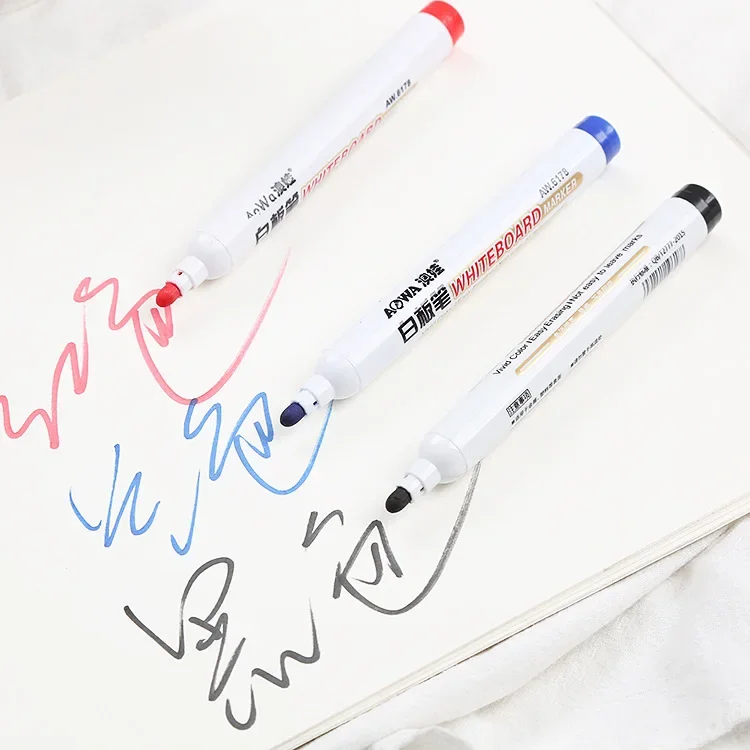 3pcs/set Whiteboard Pen Black Whiteboard Markers Erasable Water-based Markers Pen office Tools Drawing Pen Blue/Black/Red