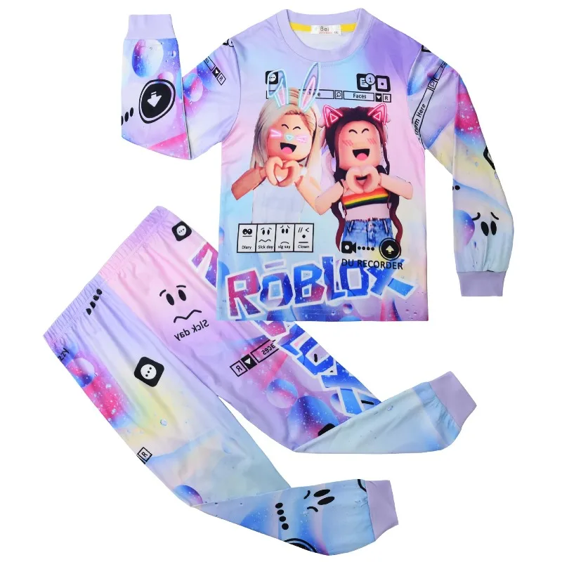 

Hot ROBLOXS Game Autumn Winter Pajamas Set Girl Sleepwear Long-Sleeved Pants Home Loungewear Pajamas