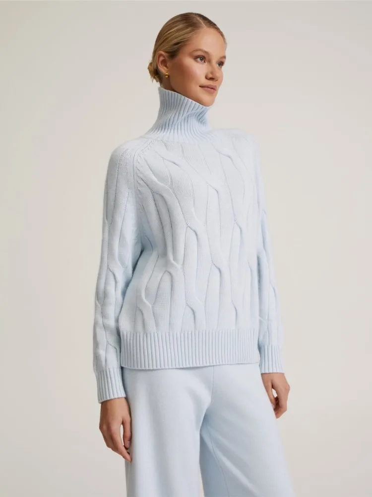 

2025 New Winter Light Blue Sweaters For Women Turtleneck Pullovers Loose Knitted Jumers Warm Women's Oversized Sweater Camel Top