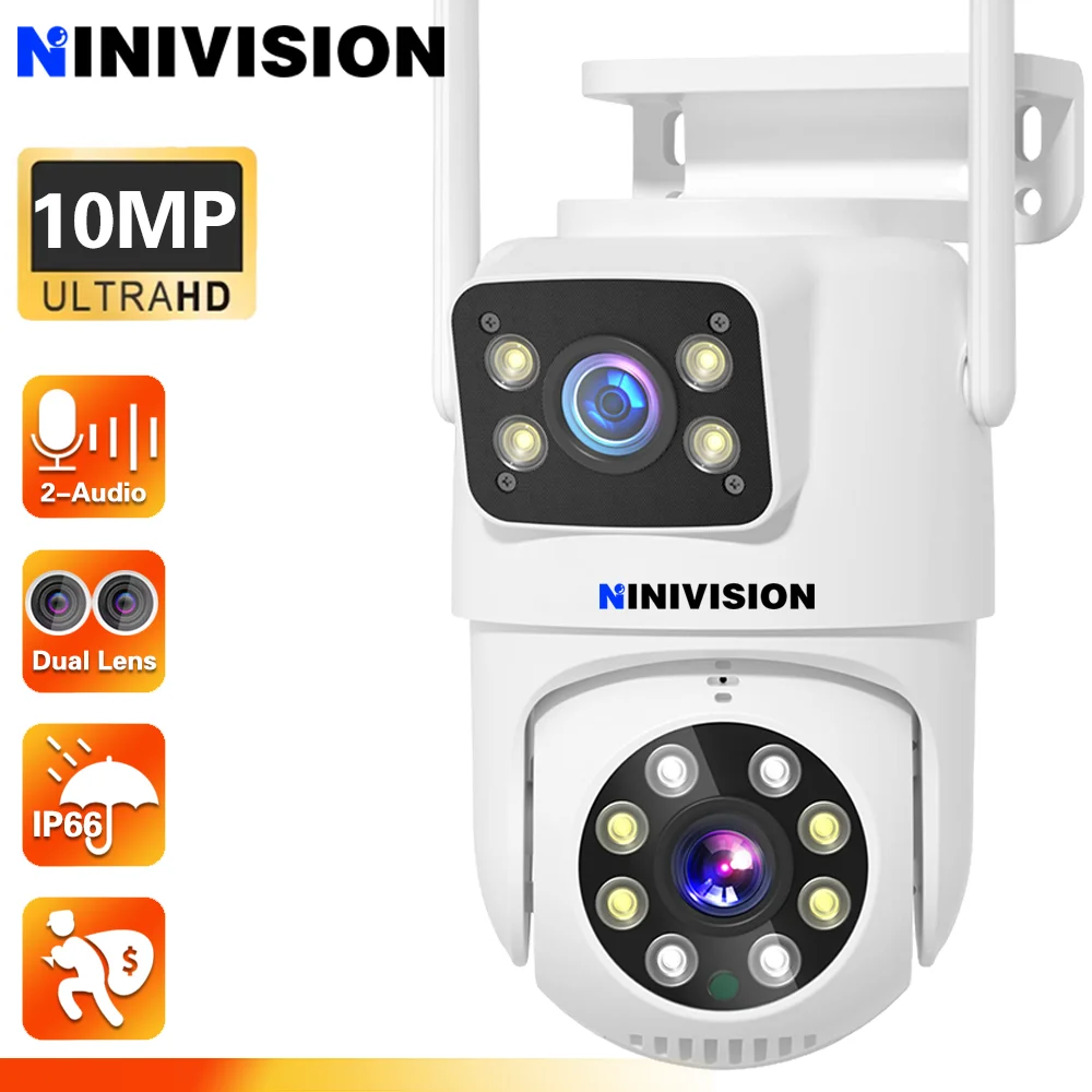 Outdoor 10MP 5K HD Dual Lens WiFi IP Camera Tuya Smart PTZ Wireless Home Security CCTV Video Surveillance Human Auto Tracking