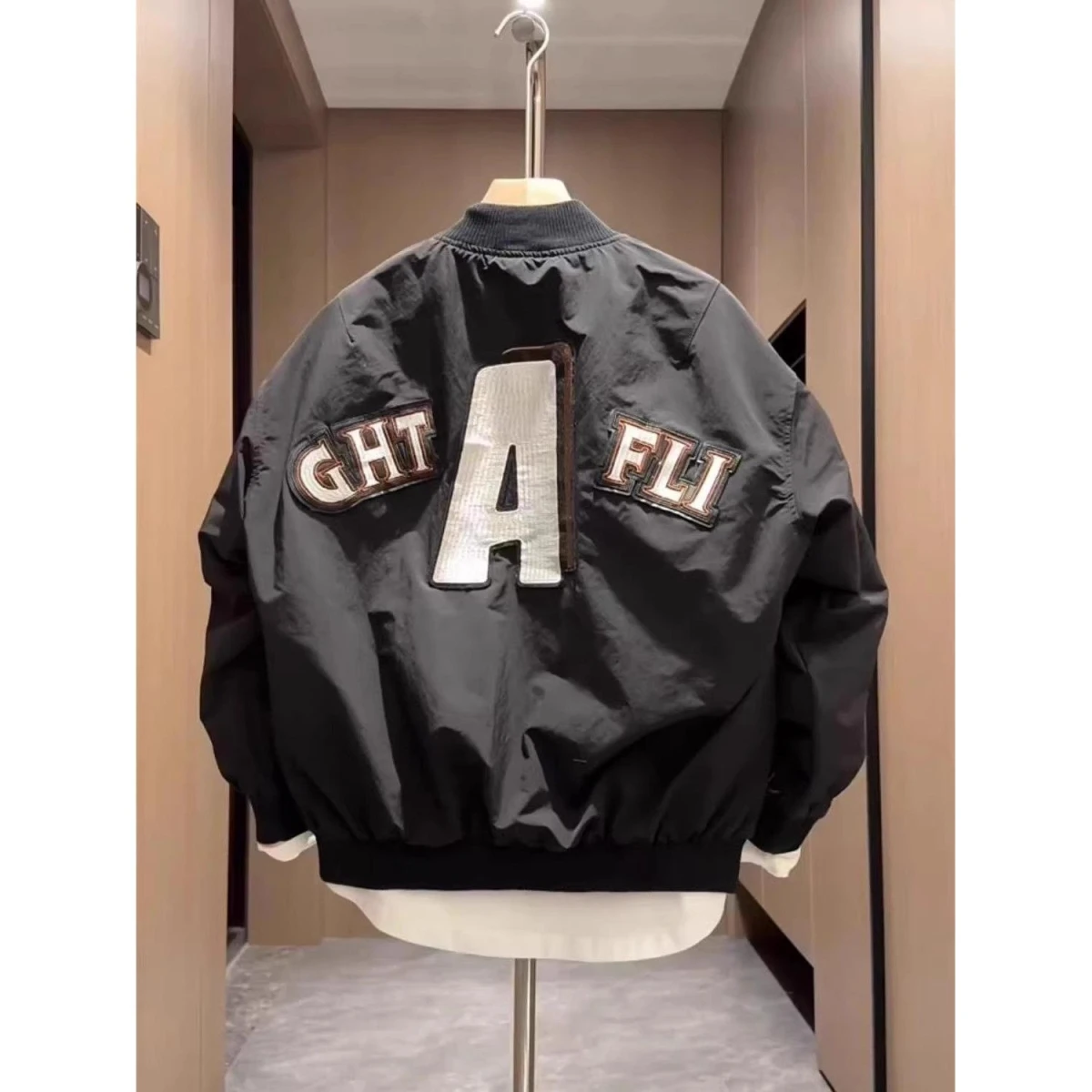 

Spring Men's Faion Brand Embroidered Letter Stand Collar Jaet Loose Breathable Couple Sle Baseball Coat Youth ular