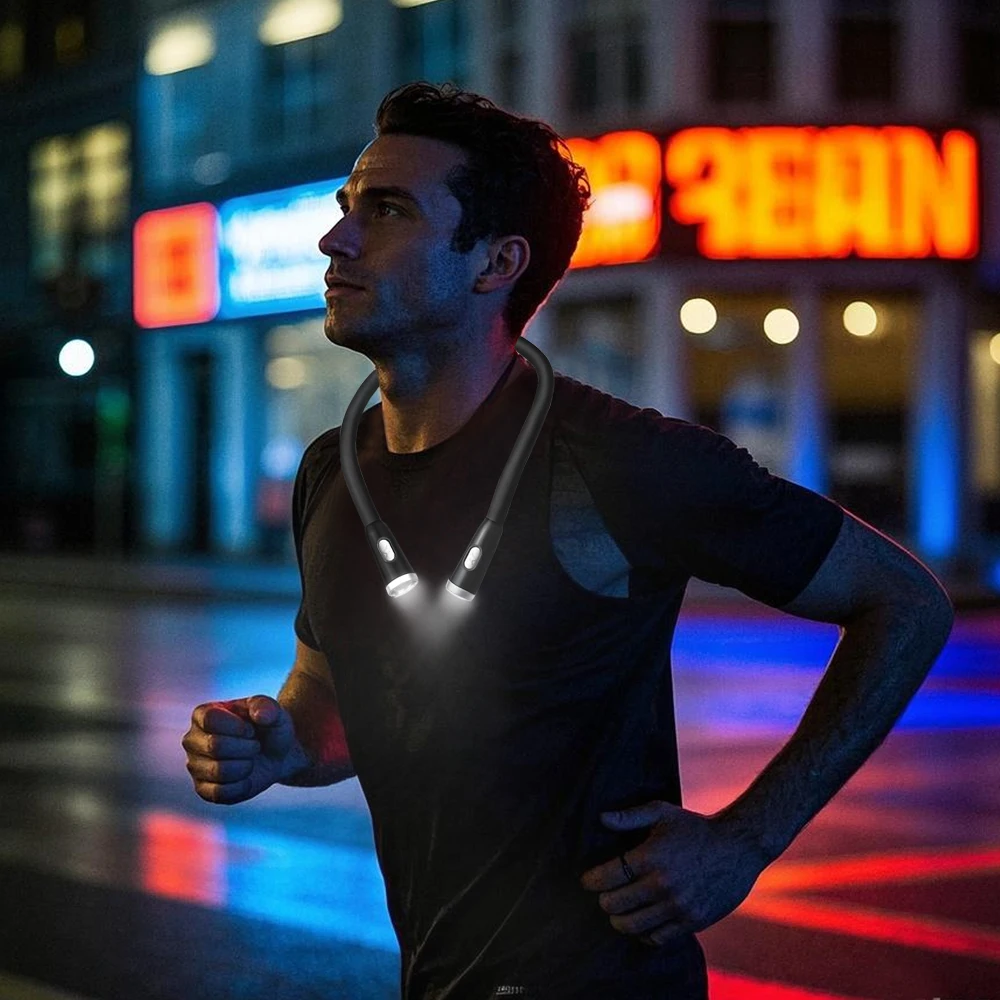 LED-Leselampe zum Aufhängen am Hals, USB wiederaufladbar / AAA-Augenschutz, Buchlicht für nächtliches Lesen, Laufen, Stricken, Wartung – Detail 5
