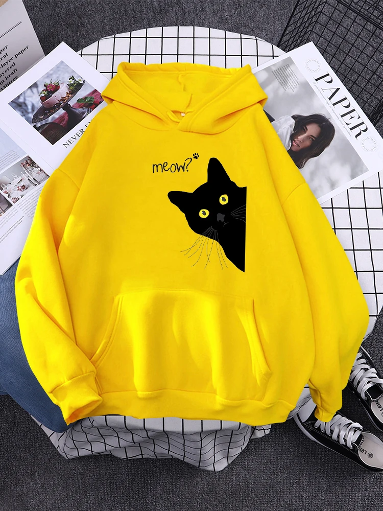 Hoody Big Black Cat Personality Print Hoodie Womens Streetwear Warm Hoodies For Girls Fashion Winter Women Sweatshirt And Hoodie