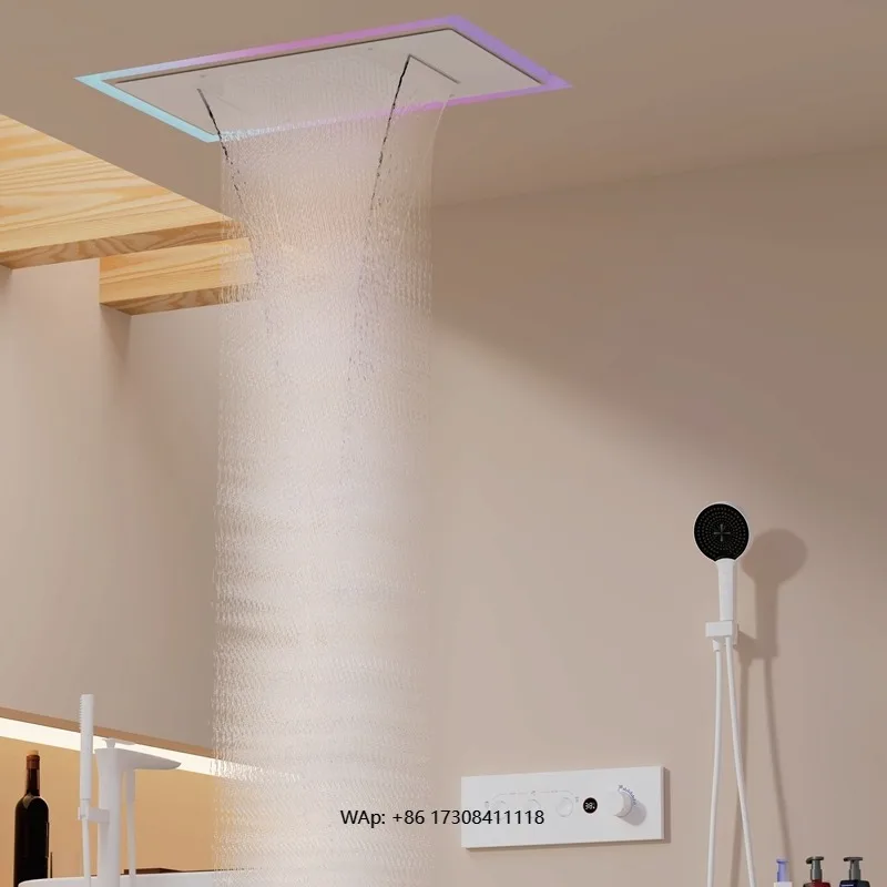 Modern Waterfall Shower Set Ceiling Mount Digital Intelligent Hybrid System Bathroom Sanitary Ware