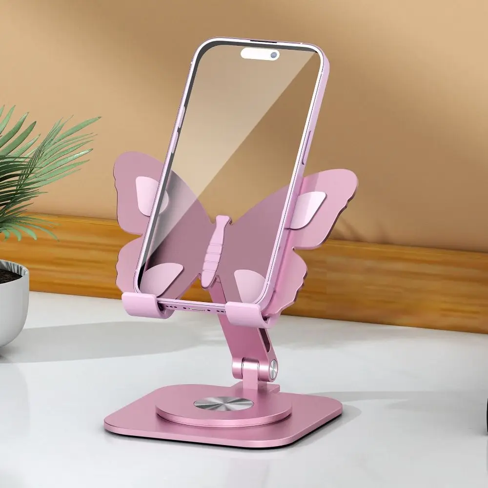 Aluminum Alloy Butterfly Phone Stand Foldable 360 Degree Rotating Adjustable Portable Stand For Desk Tablet And Smartphone 2025