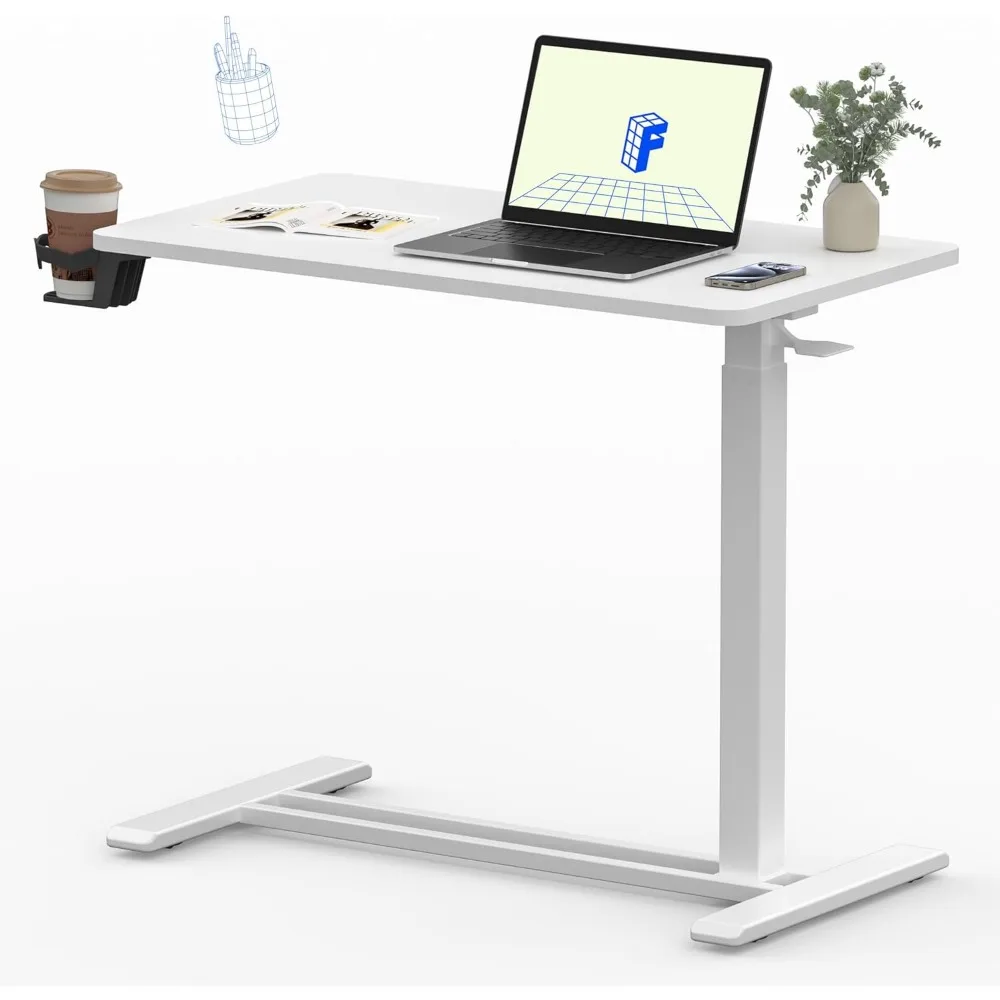 

Mobile Standing Desk with Wheels Pneumatic Laptop Desk Rolling Computer Cart Movable Height Adjustable Small Sit Stand Des