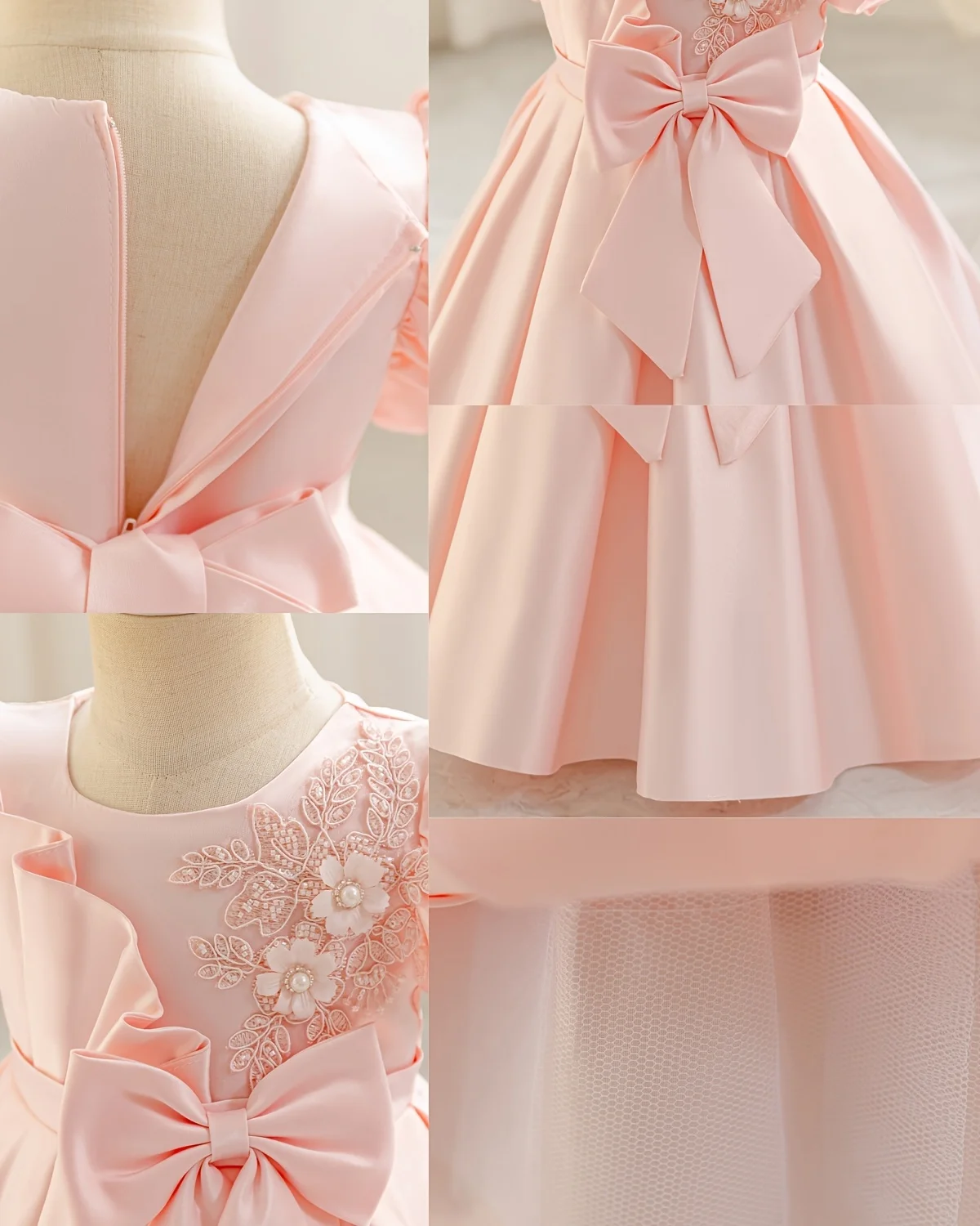 Geburtstagskleid, Babykleid, Einjähriges-Prinzessinnenkleid, Satinkleid, Schleife, Stilvolles Prinzessinnenkleid, Partykleid, Halloween – Detail 3