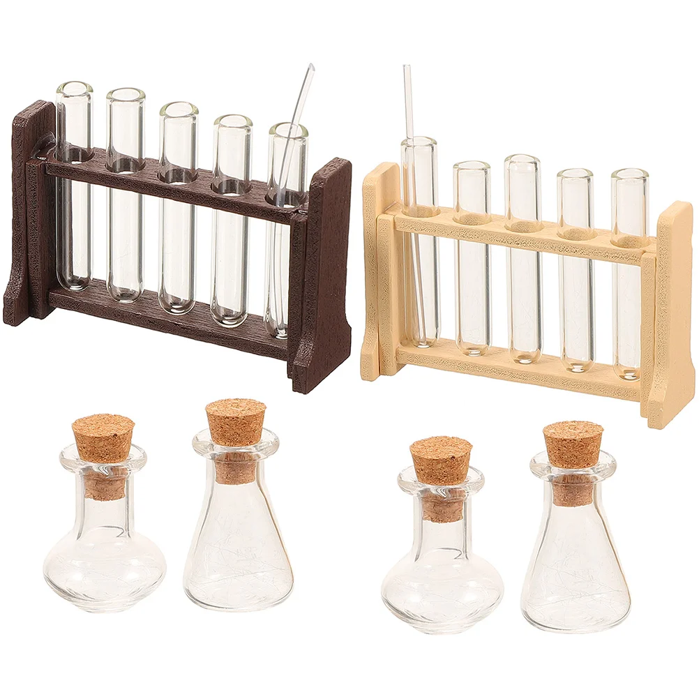 

Dollhouse Glass Test Tube Set Miniature Tubes Kit Micro Landscape Experiment Ornament Science Lab Dollhouse Decoration