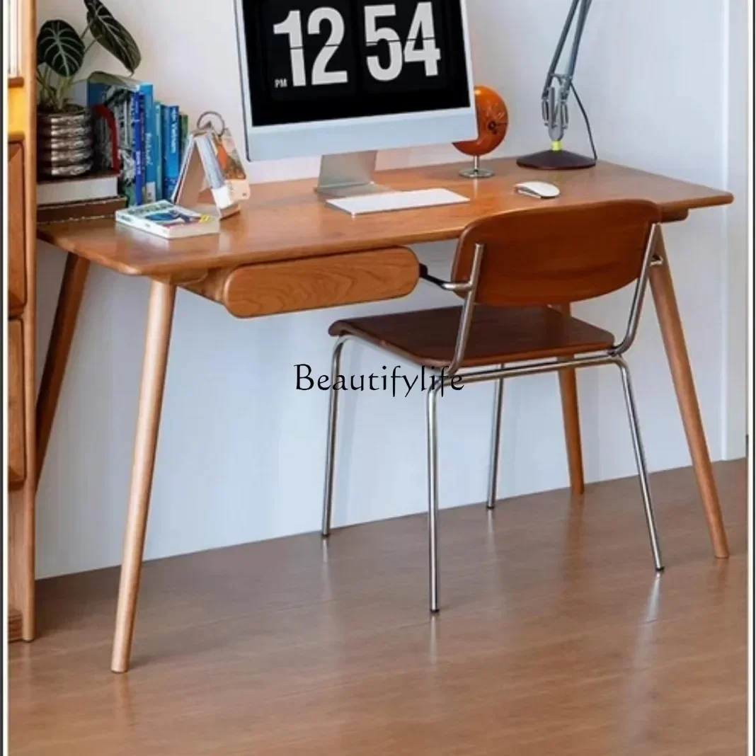 

NEWNordic style cherry wood solid wood desk small household writing desk Japanese simple computer desk