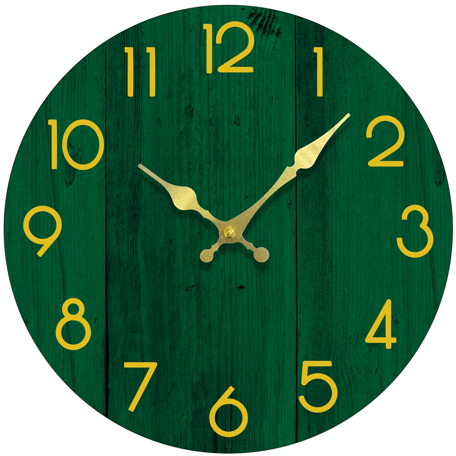 

Green Modern Wooden Wall Clock Living Room Bedroom Non Ticking Clock Stylish Gift for Fashion Home Decor Enthusiasts