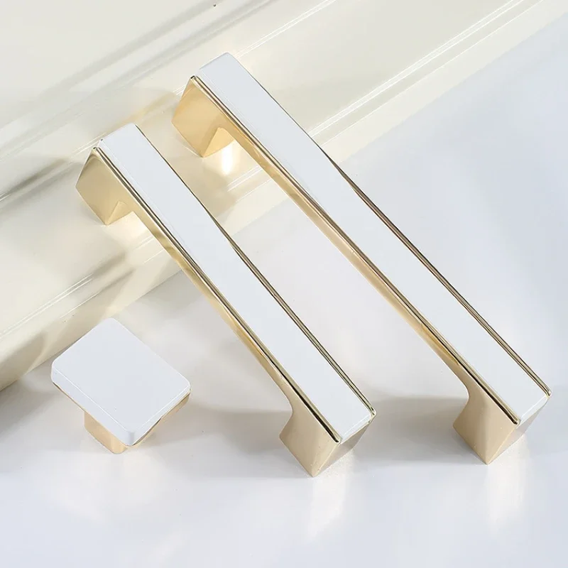 Light Luxury Cabinet Door Handle Black Gold White Square Furniture Handle Hardware Modern Wardrobe Handle Nordic Drawer Wine