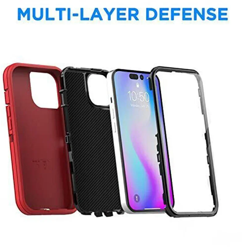 Armor Rugged Case for IPhone 16 15 14 13 12 11 Pro Max Plus SE2 7 8 6 6s Plus X XS MAX XR Waist Pack Belt Clip Ott Armor Box