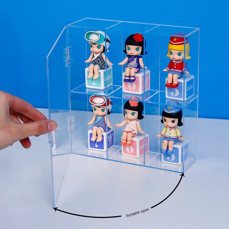 6 Grids Action Figures Storage Box Dolls Display Cabinet Acrylic blind Box Showcase Collectible Model Crafts Toy Organizer