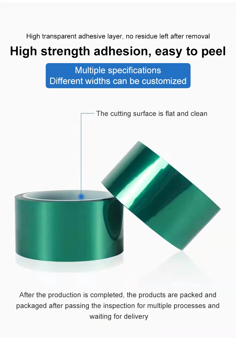 PET Film Ta-pe 3mm ~ 100mm Green High Temperature Heat Resistant PCB Solder Plating Shield Insulation Prot-ection