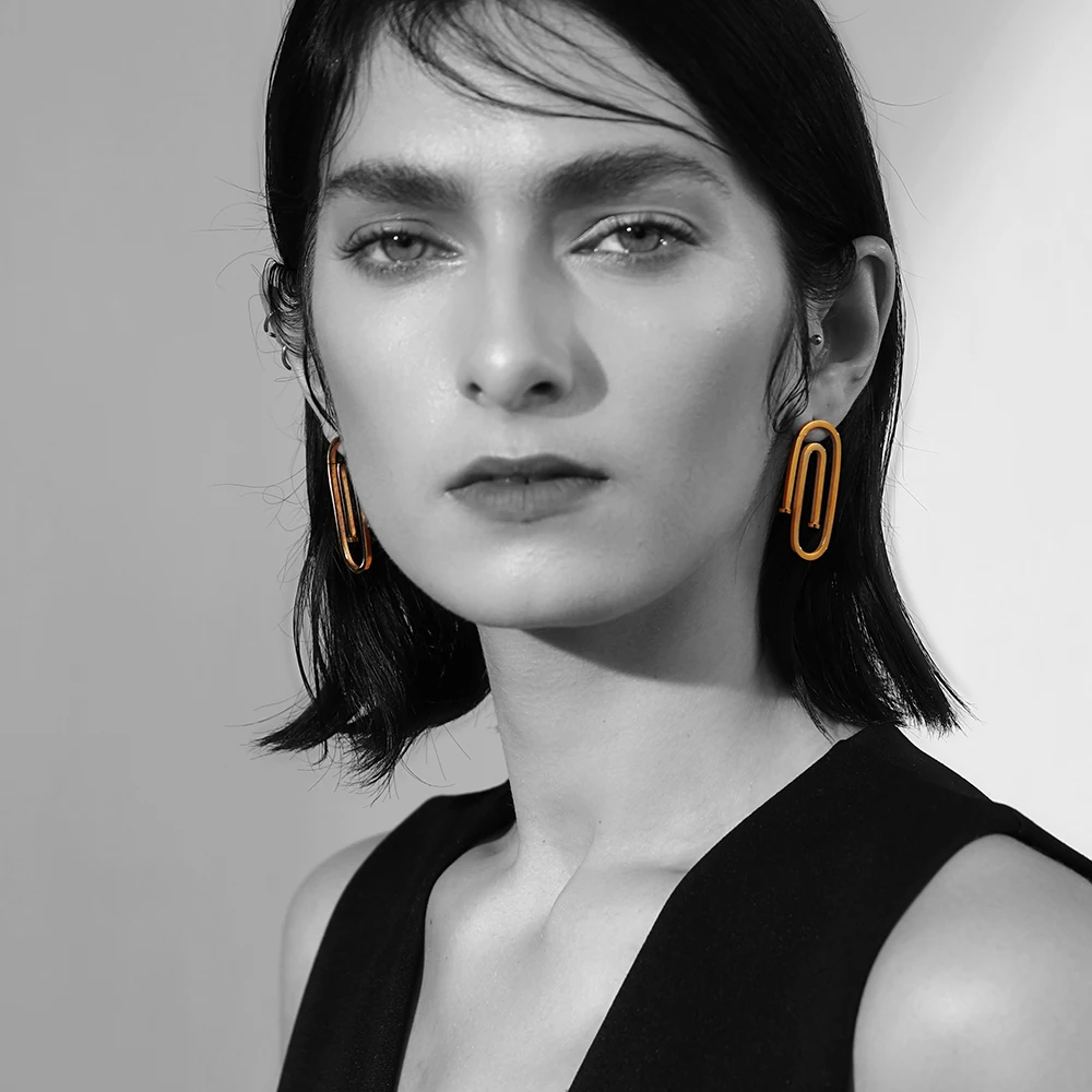 

Enfashion Geometric Small Pipe Dangle Earrings For Women's 18K Gold Plated Stainless steel Long Drop Earrings Jewelry EB171032