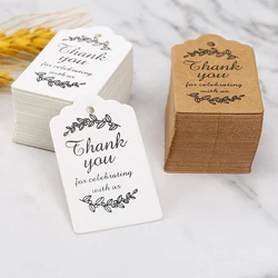 50Pcs Thank You for Celebrating with Us Card Packaging Decoration Wedding Guest Gift Birthday Party DIY Labels 3x5cm Paper Tags