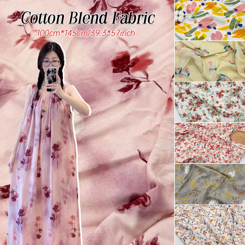 Floral Fabric Artificial Cotton Poplin Printed Dress Making Clothing Handmade Sewing Craft Cloth Quilting Patchwork Handmade