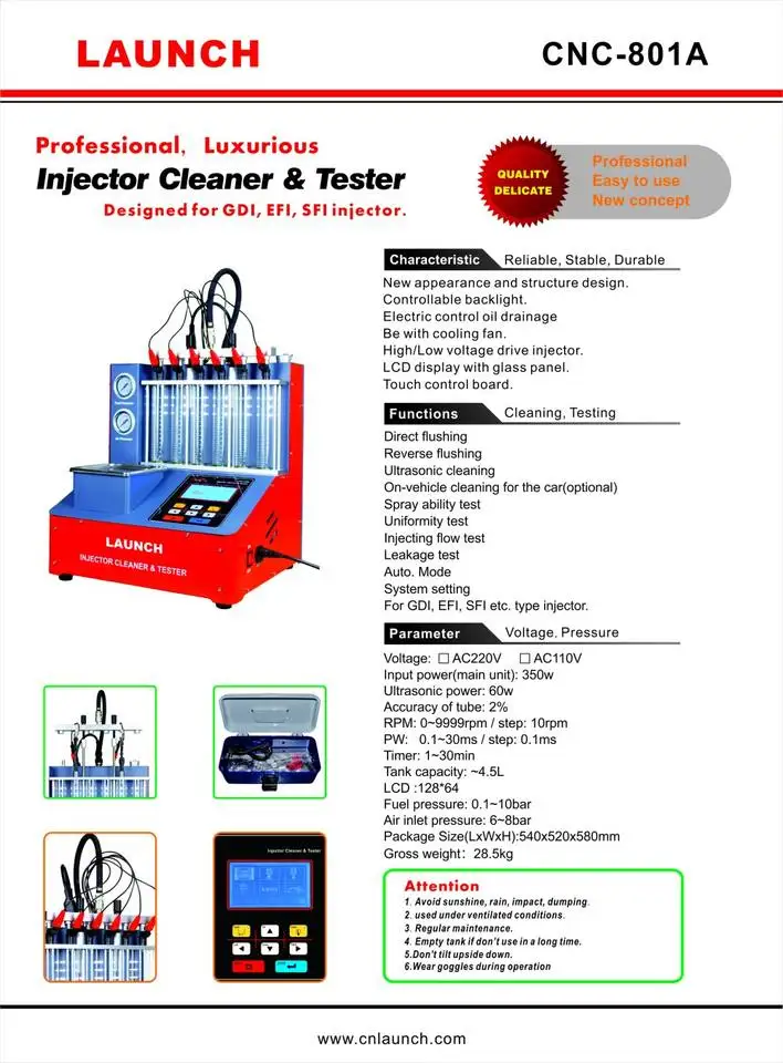 

Оригинальный тестер для очистки форсунок CNC-801 GDI, машина для ультразвуковой очистки топливных форсунок CNC801