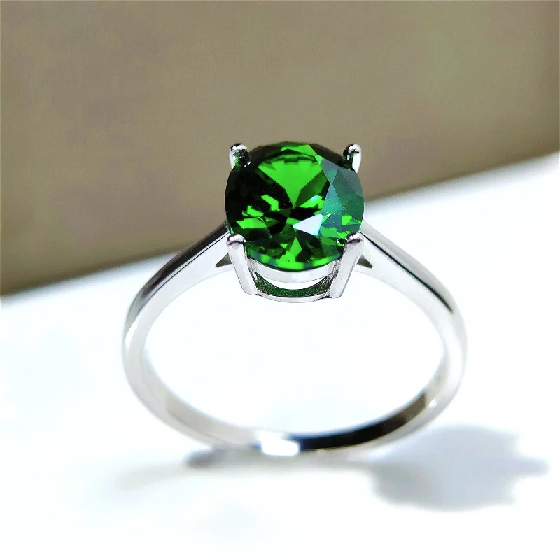 1pc 3 Carat S925 Silver Synthetic Zircon Green Oval Shaped Ring, Versatile Jewelry Cost Effective Choice Perfect Gift.