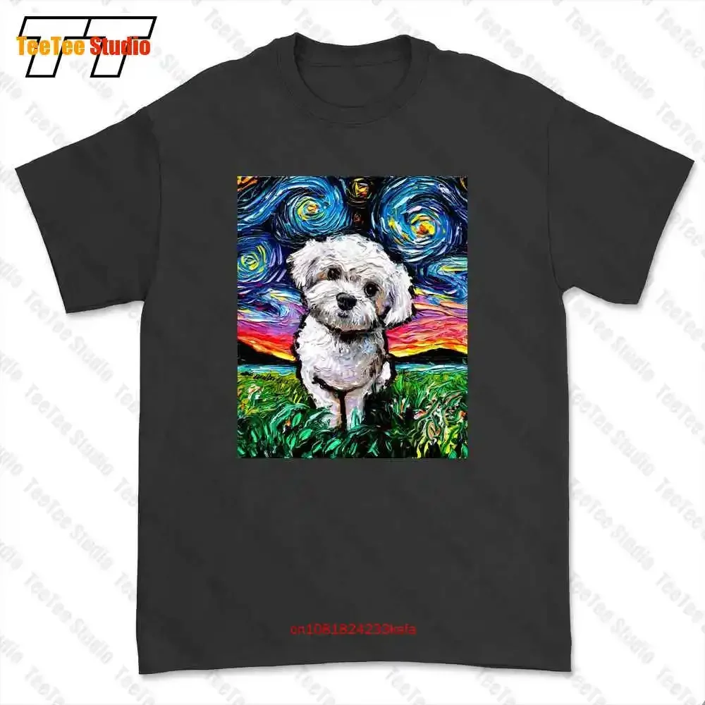 Camiseta Maltipoo Starry Night con diseño de perro poodle maltés blanco de Aja, YG6T