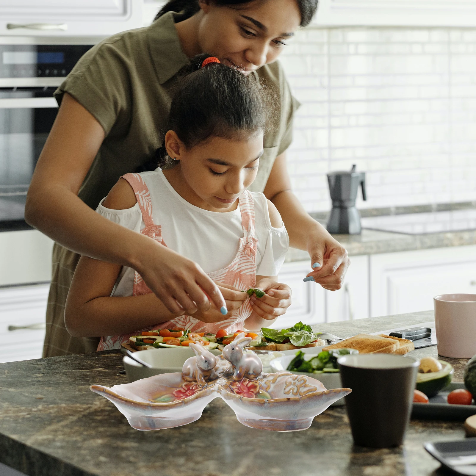 

Bunny Candy Tray Ceramic Bunny Decor Jewelry Storage Desktop Ornament Candy Snack Holder Decorative Food Tray Ceramic Decoration