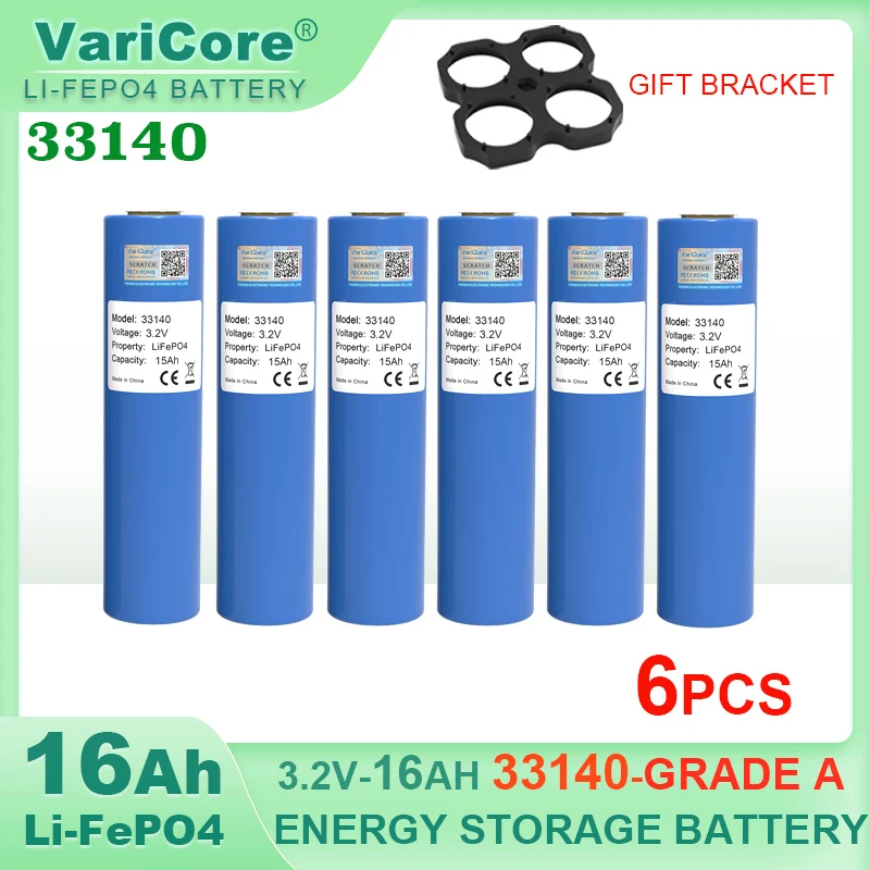 

6pcs 3.2V 33140 15Ah LiFePO4 Lithium Iron Phosphate Battery diy 4s 12v 24V Solar Inverter Boat E-scooter power tools Grade A