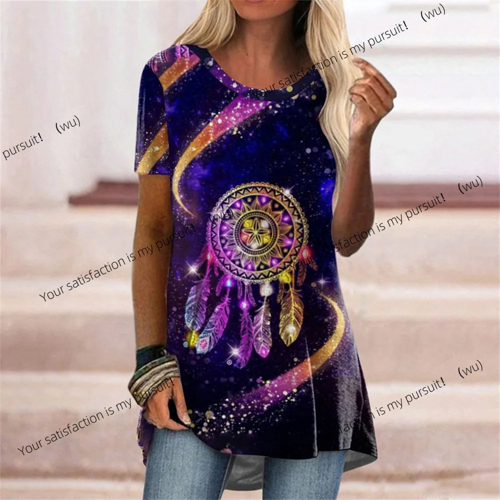ZOCI-Camiseta con estampado 3D de cambio gradual de color abstracto para mujer, camiseta de mujer estilo Y2K, ropa de talla grande