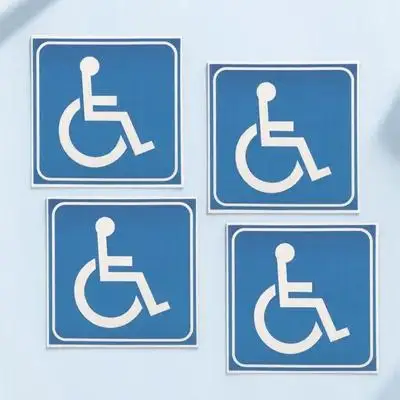 

4pcs Disabled Wheelchair Sticker Adhesive Symbol Sign For Car Window Office Home Public Restroom Elevator Traffic Safety Use