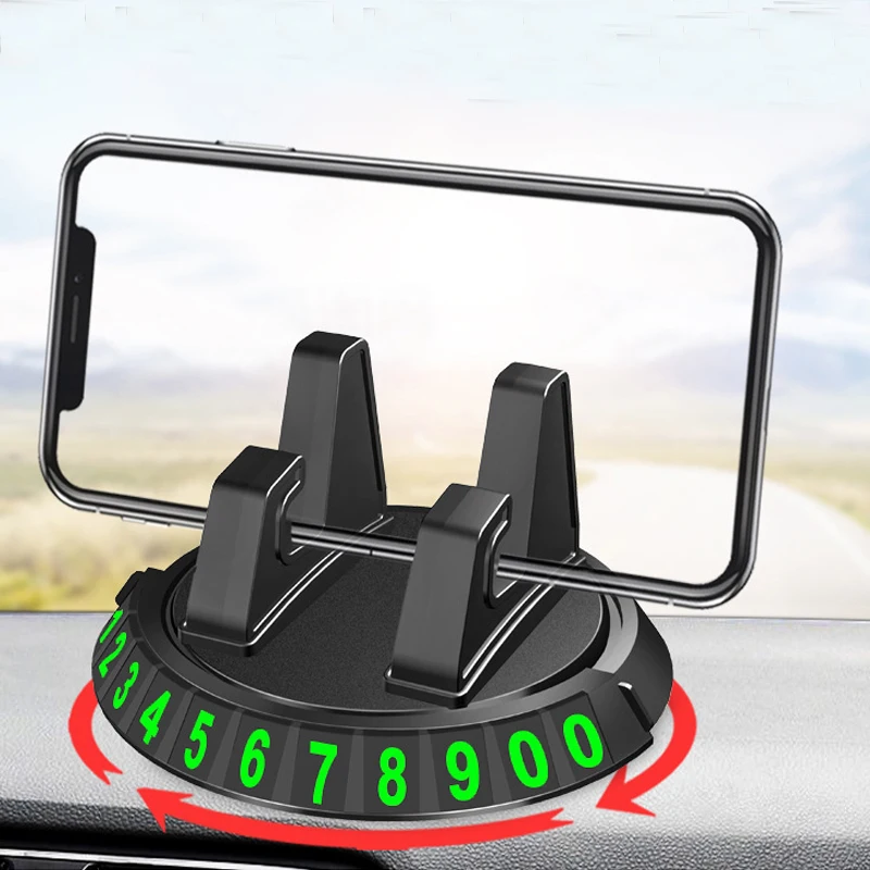 360 Degree Rotatable Card Phone Holder Stick with Temporary Parking Car Phone Number To Dashboard Silicone Bracket Phone Stand