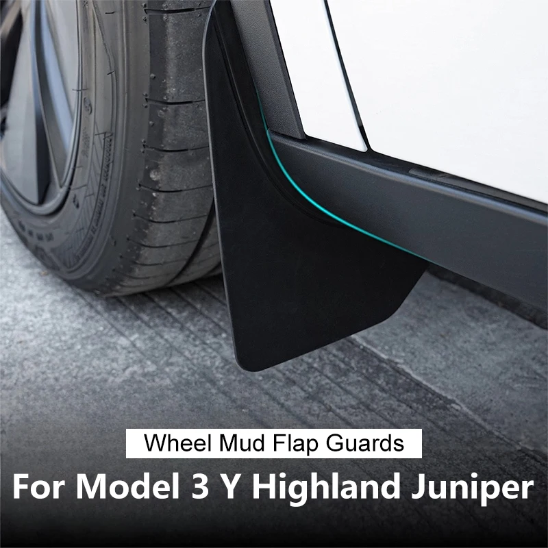 

For Tesla Model 3 Y Highland Juniper Wheel Mud Flap Guards Splash Guards TPE Anti Splash No Drilling Auto Exterior Accessories