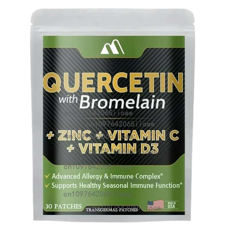 30 Patches Quercetin Patches Transdermicos com Vitamina C e Zinco, Bromelana Apoio Imune