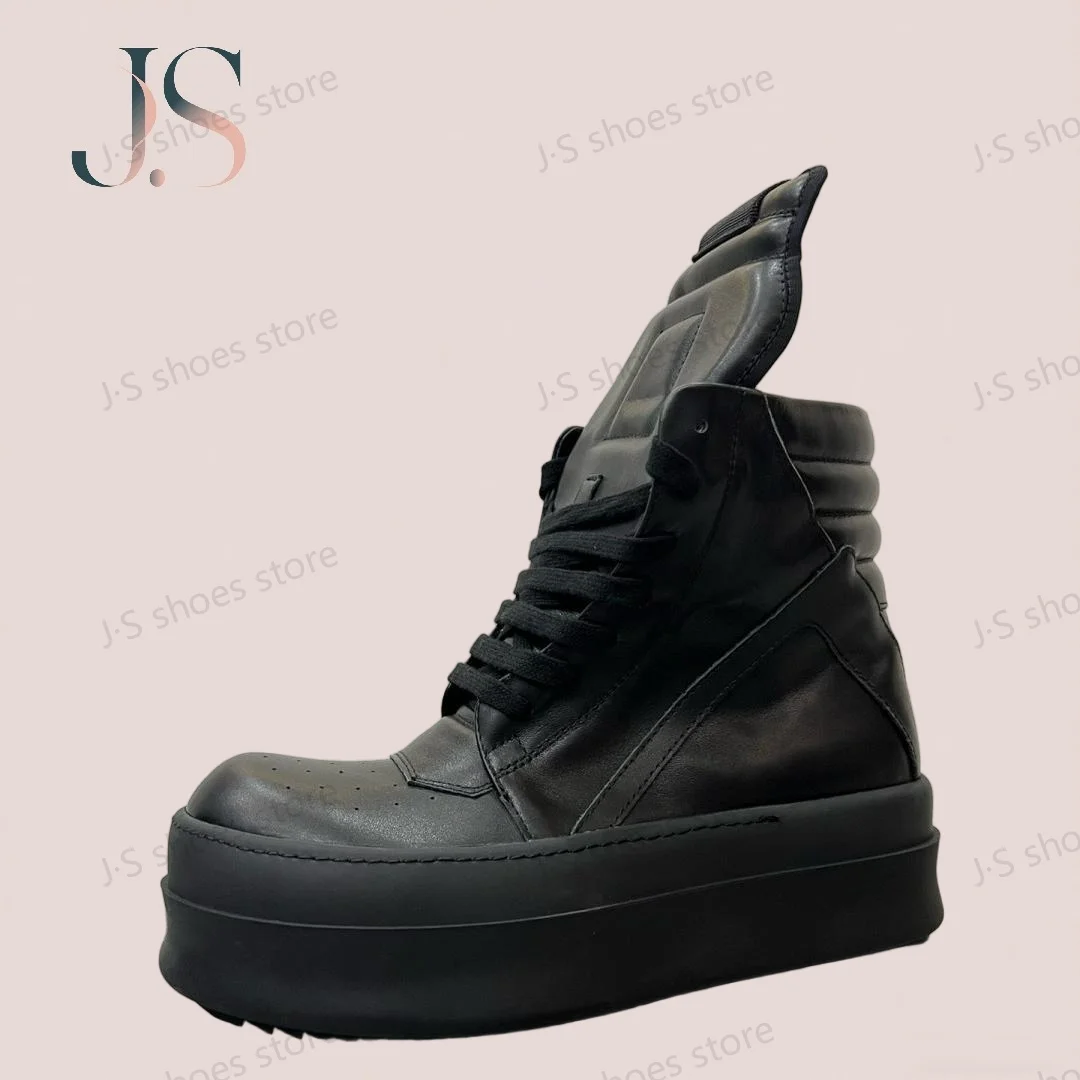 

R-o Designer Men Shoe Women Sneaker High Top Shoes Black Leather Boots Luxury Casual Sneakers Zipper 6cm Thick Sole Ankle Boot