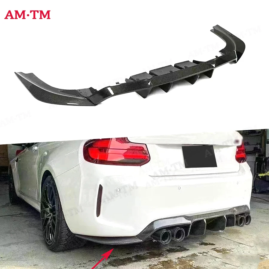 Für BMW M2 F87 M2C 2014-2021 Hohe qualität V Stil Carbon Fiber Hinten Lip Diffusor Zurück Stoßstange spoiler Diffusor Körper Kit