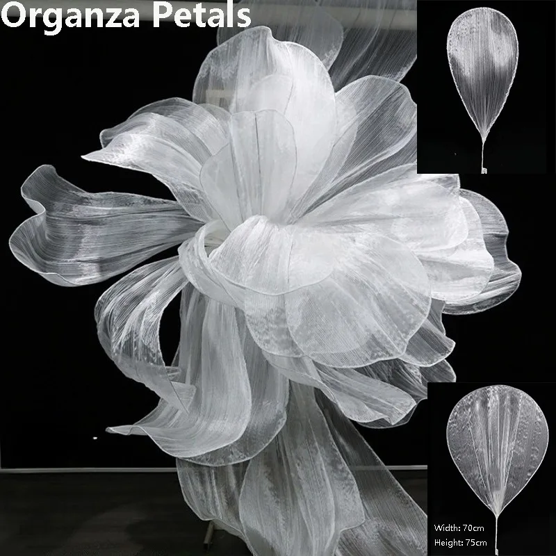 Riesige Blütenblätter Hintergrund Plissierter Organza Hochzeits-Textur Organza-Blütenblätter Hochzeitsdekoration Fotografie Bühnen-Hintergrund
