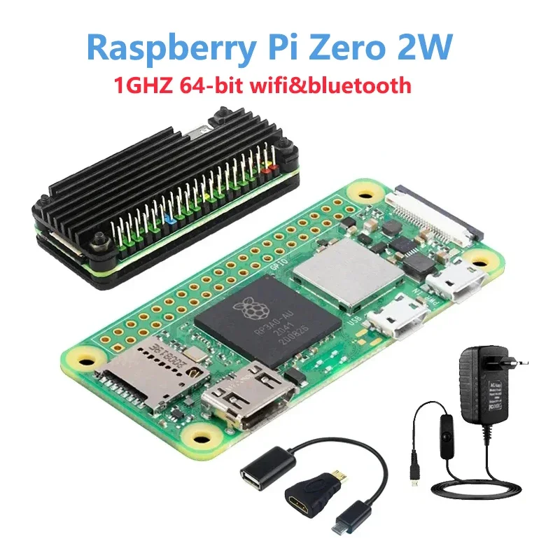 Raspberry Pi Zero 2 W Quad-core 64-bit Cortex-A53 Bluetooth BLE & WiFi Pi Zero 2 Pi 0 Optional Case Power Supply Heatsinks