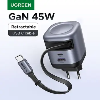 UGREEN 45W GaN 可伸縮線纜充電器 UFCS PPS QC PD 3.0 適用於 iPhone 16 15Pro 三星 S25 iPad Macbook Air 平板電腦快速充電器 6 最佳銷售 可伸縮手機充電器 - №1