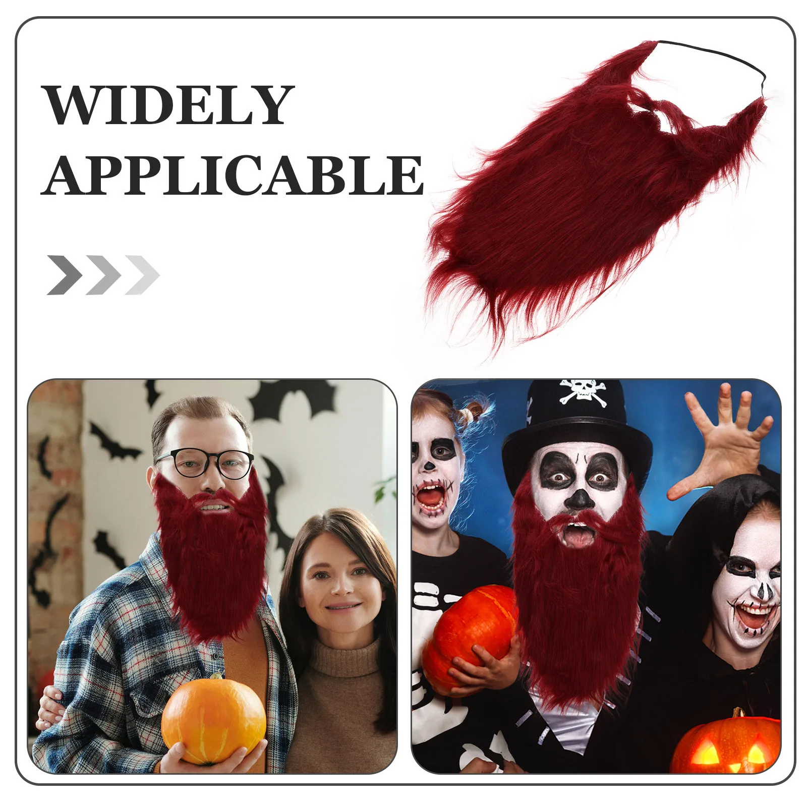 Costume de fausse barbe réaliste bordeaux 40Cm, pour Halloween, noël, Pirate, cheveux du visage, accessoire de fête pour hommes