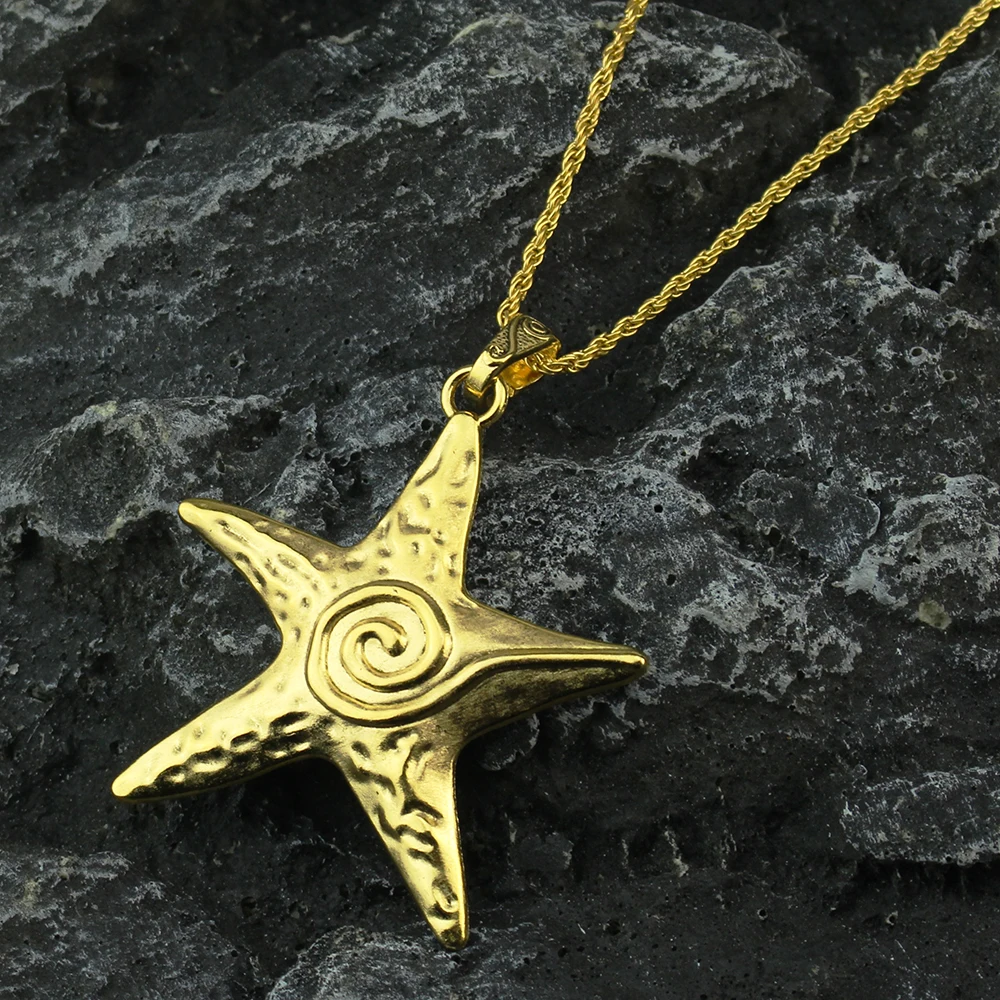 قلادة معدنية على شكل نجم البحر للنساء على الطراز القوطي الهيب هوب فضية اللون على شكل نجمة خماسية