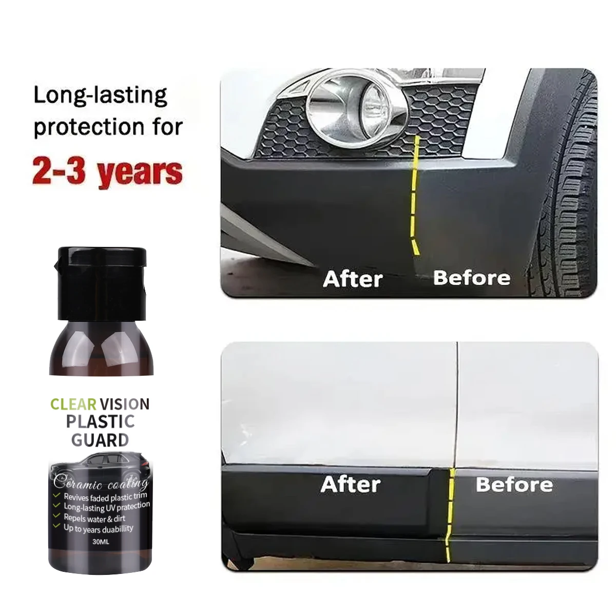 Car Plastic Restorer Ceramic Coating 2-3 Years Long-Lasting Protect Repair Whitening Black Shine Plastic Trim & Rubber Care P9 image 5