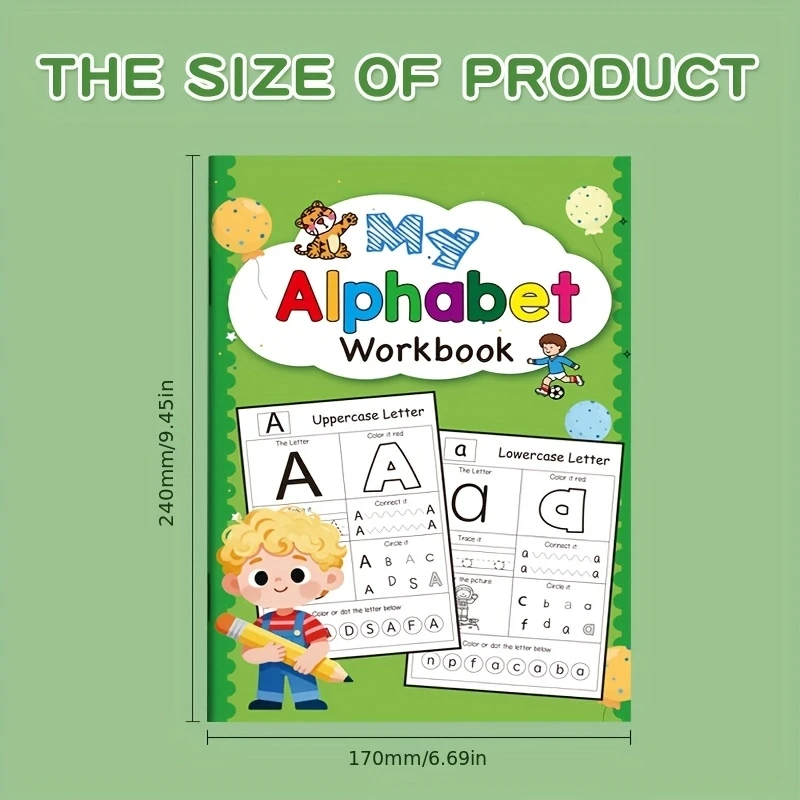 Children's English Alphabet and Word Practice Book, English Abcd Basic Practice Training, Drawing and Tracing Book, Tabletop Game.