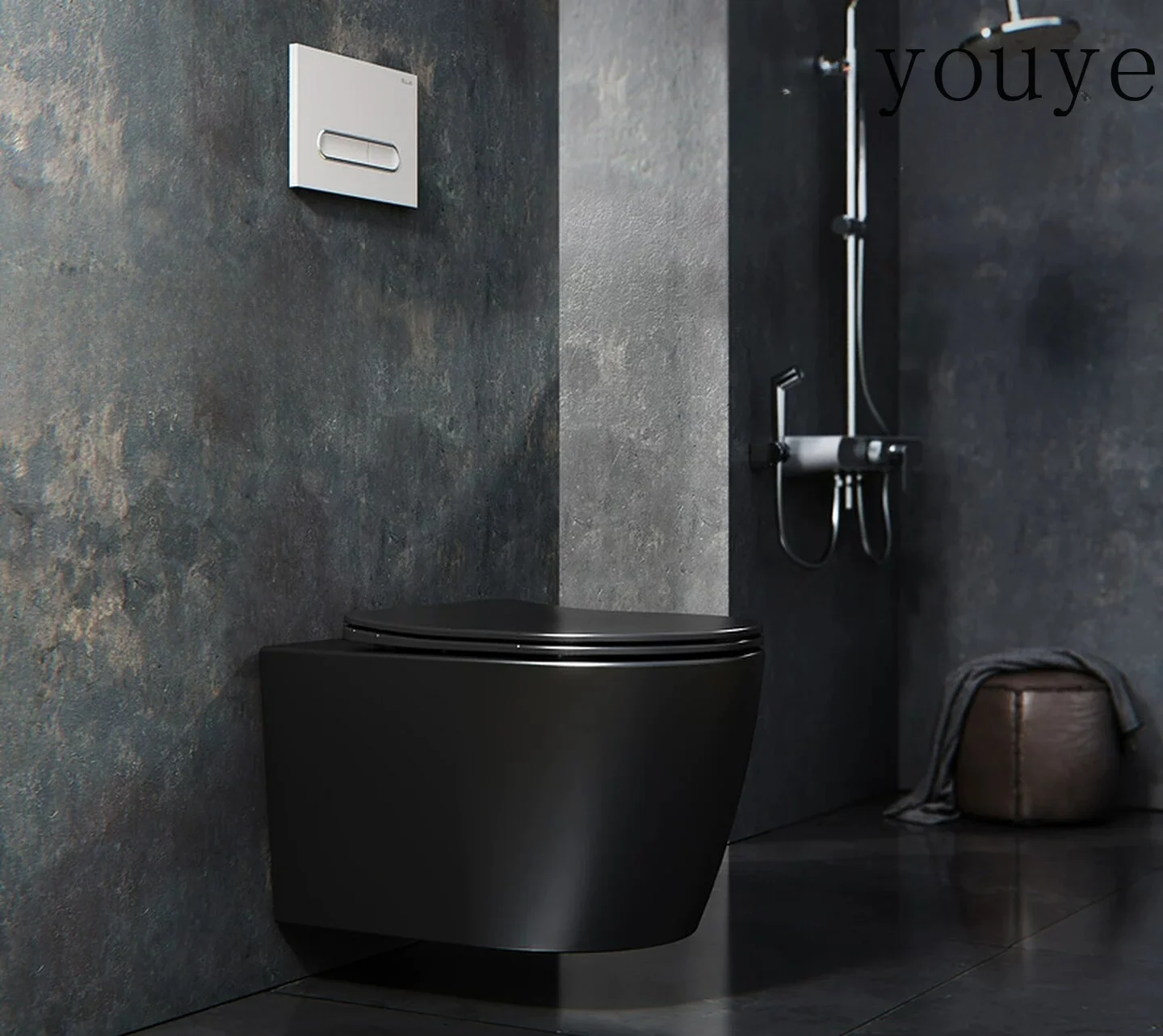 Black wall-mounted toilet integrated hidden tank wall row ordinary toilet wall-mounted combination