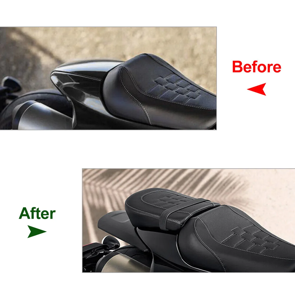 Black Motorcycle Rear Pad Passenger Seat Cushion PU Leather Cover For  Sportster S 1250 RH1250 2021-2022