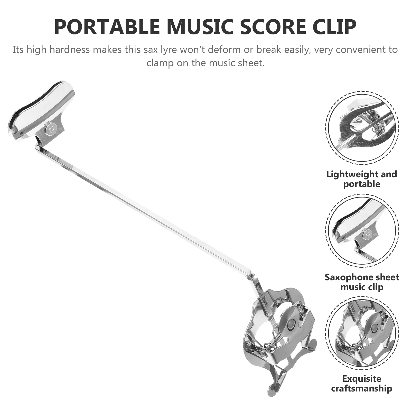 

Portable Saxophone Lyre Sheet Music Clamp Sturdy Metal Clip for Long Term Use Easy Grip Performance Practice Accessory