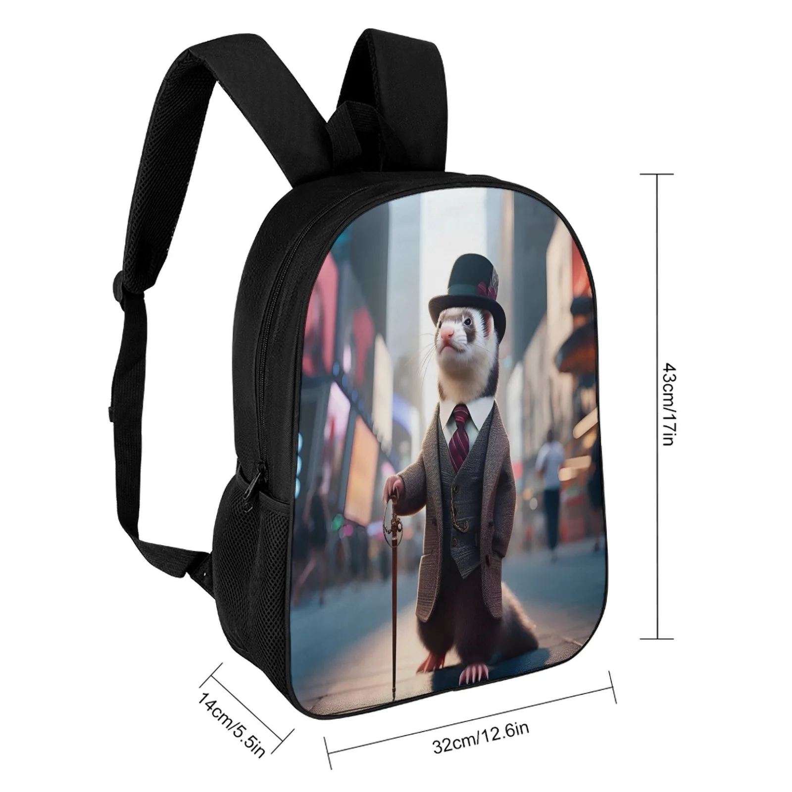 Distinguished Gentleman Rugzak Bedrukte Schooltas 17 Inch Universiteitstas Vrouw 17 Inch Schoolrugzak Tas