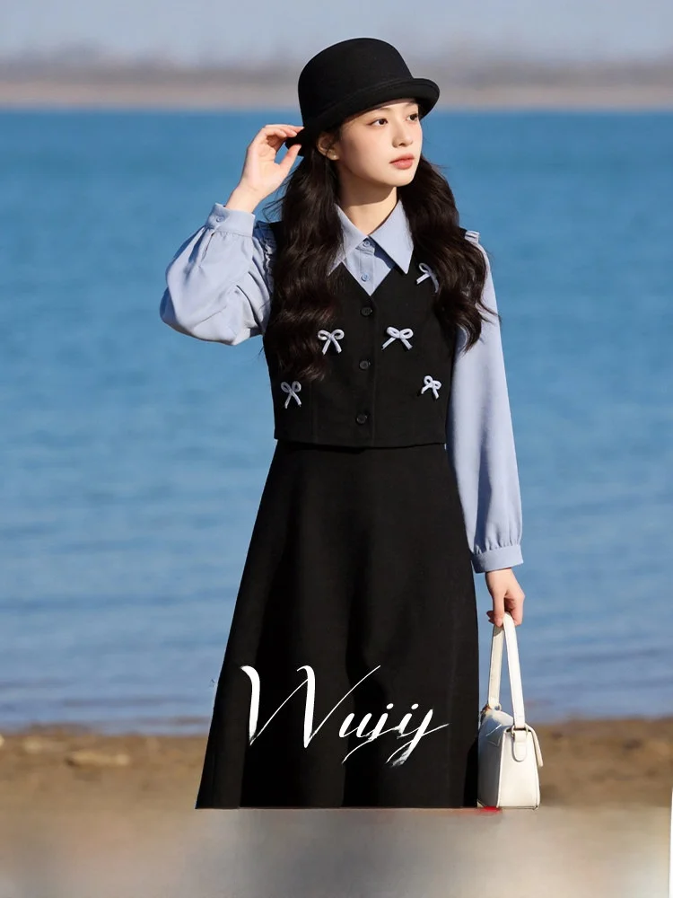 

Spring Season A-Line Dr Knot College Sle plus Size Women's Dr Slimming Skirt Polyester Fiber Long Sve